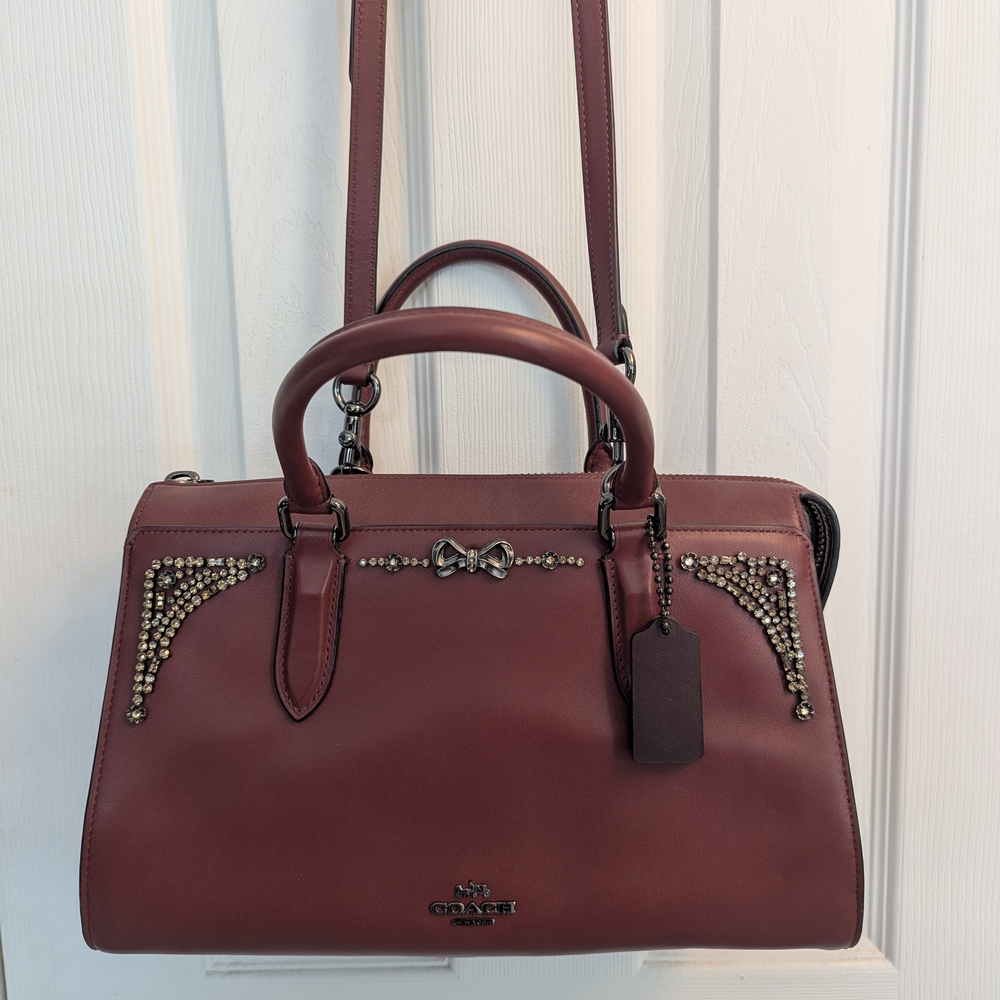 Coach Burgundy Embellished Women's Bag